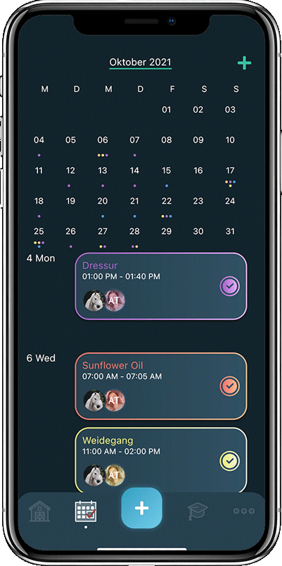 Kalender, Stallmanagement, Pferdeorganisation, Digitales Whiteboard
