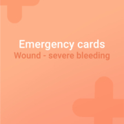 Emergency card severe bleeding wound, horse strong bleeding wound, horse wound