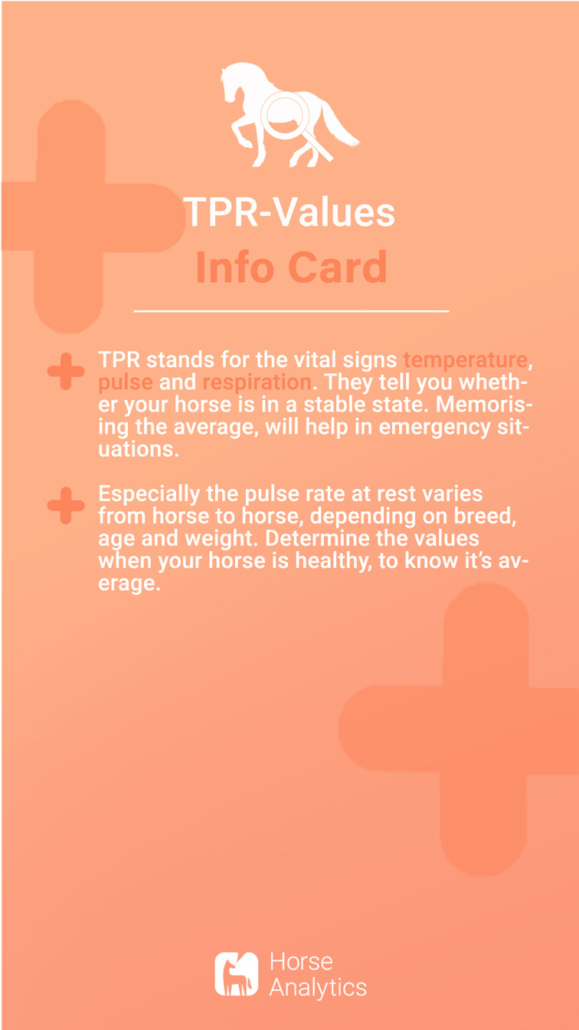 Info card TPR values, TPR values horse